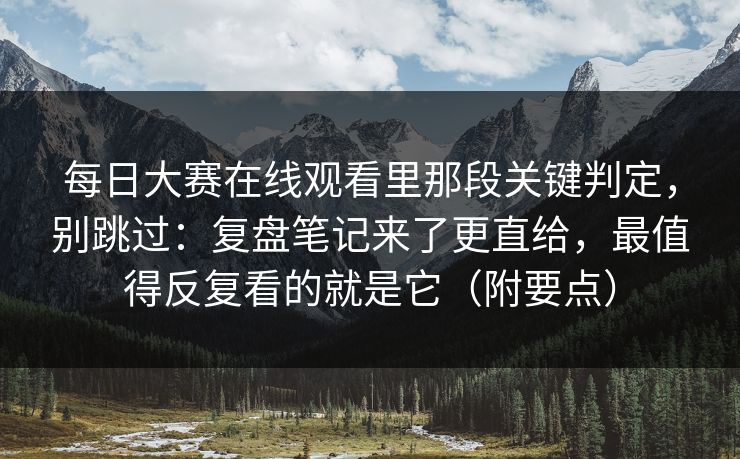 每日大赛在线观看里那段关键判定，别跳过：复盘笔记来了更直给，最值得反复看的就是它（附要点）